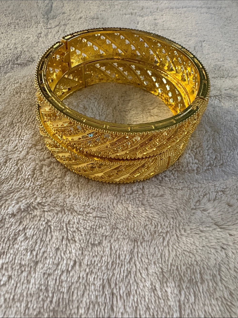 Gold Filigree Twist Bangle Bracelet - Women Jewelry
